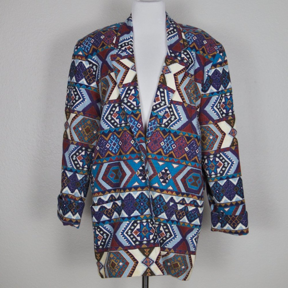 VTG native american print cotton blazer